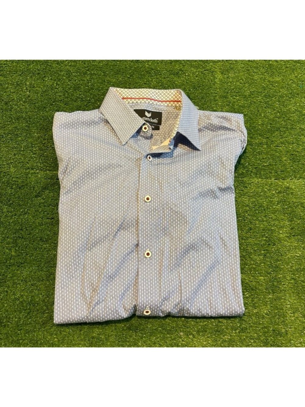 Buttercloth shirt mens large blue white slim fit performance soft stretch